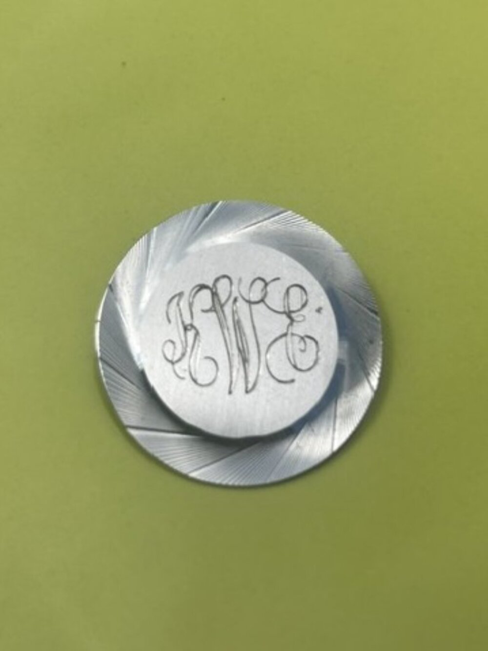 BEAU Sterling Silver “KEW” Monogram Circle BROOCH